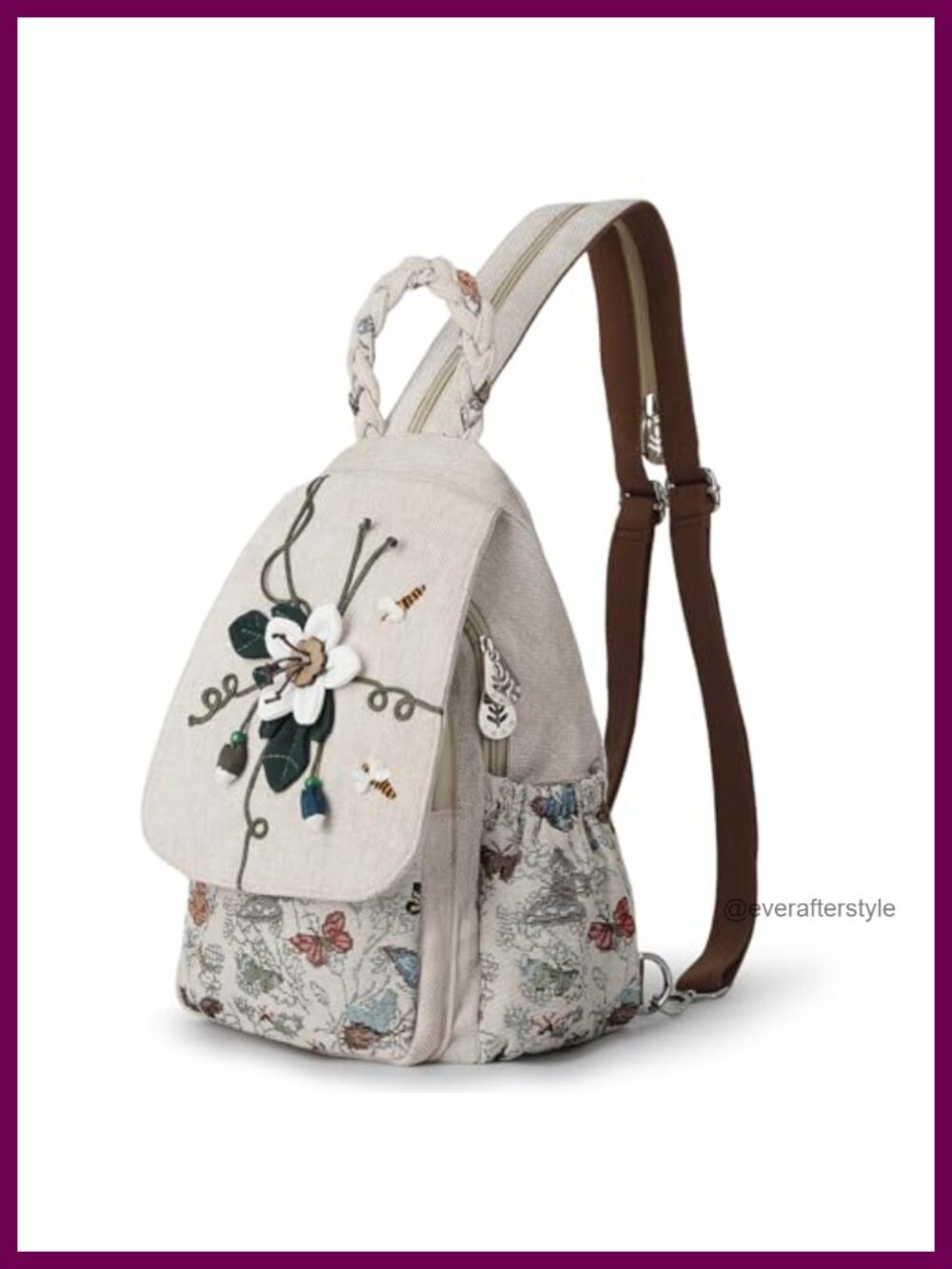 Convertible Sling Bag Canvas Handcrafted Crossbody Daypack Mini Backpack